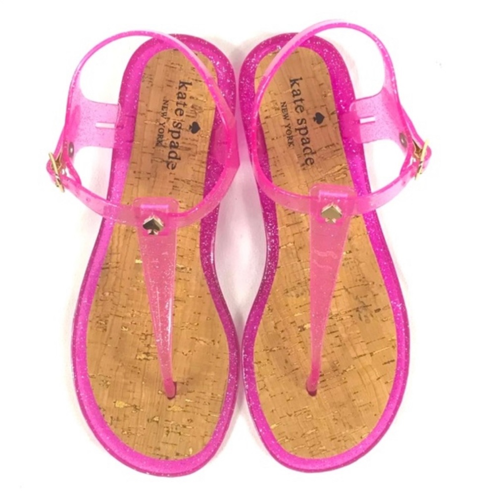 kate spade plink glitter jelly yari ankle t-strap cork sandal